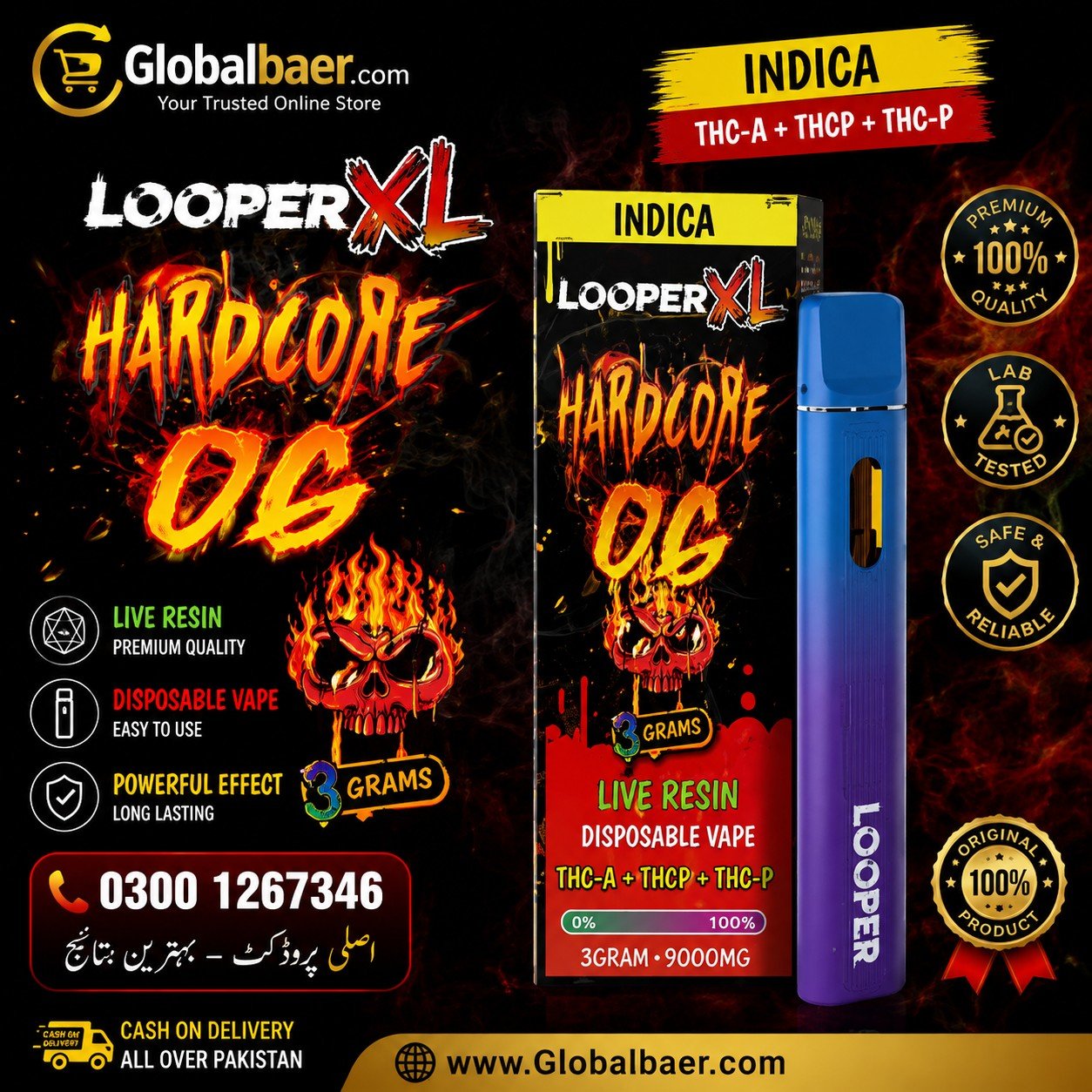 Looper Vape Pod Disposable 3G product packaging and disposable vape device